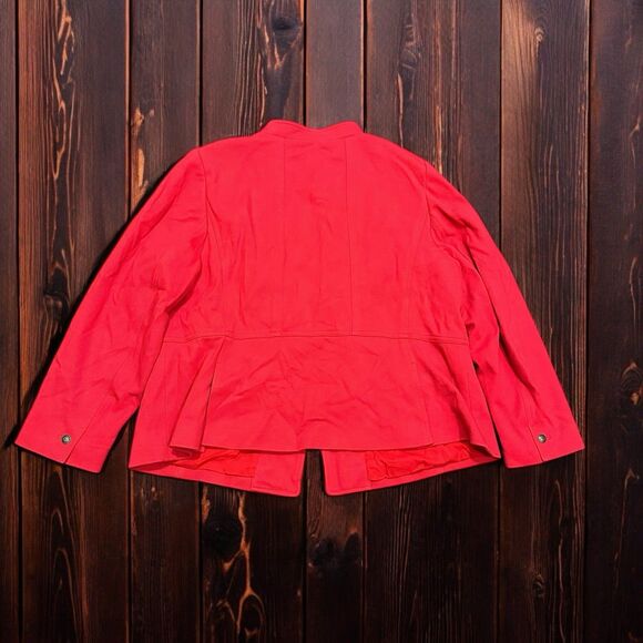 Women's Talbots Knit Band Jacket Plus Size 16 Red Utility Military Blazer Work - Picture 2 of 7